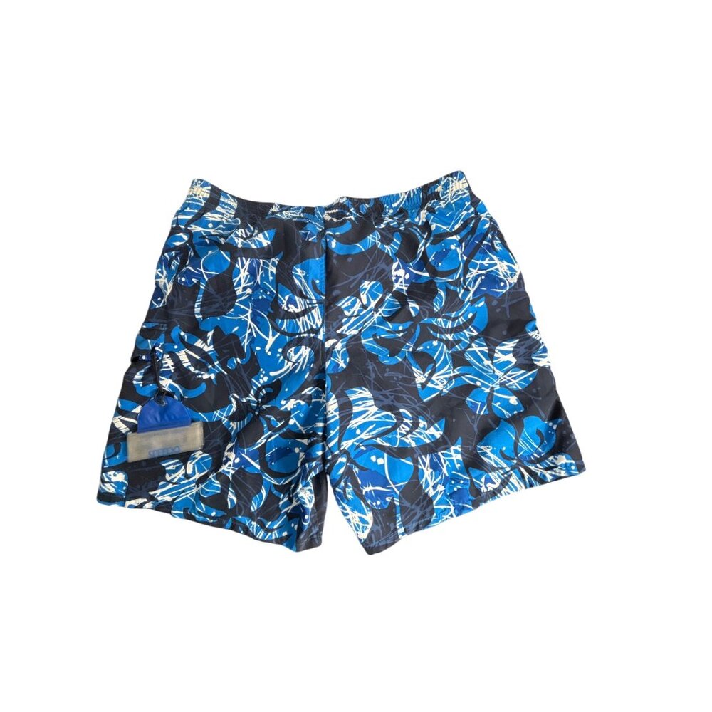 Speedo Men's Blue Hawaiian Floral Mesh Lined Swim Trunks W/Xtra Size L - Picture 2 of 8